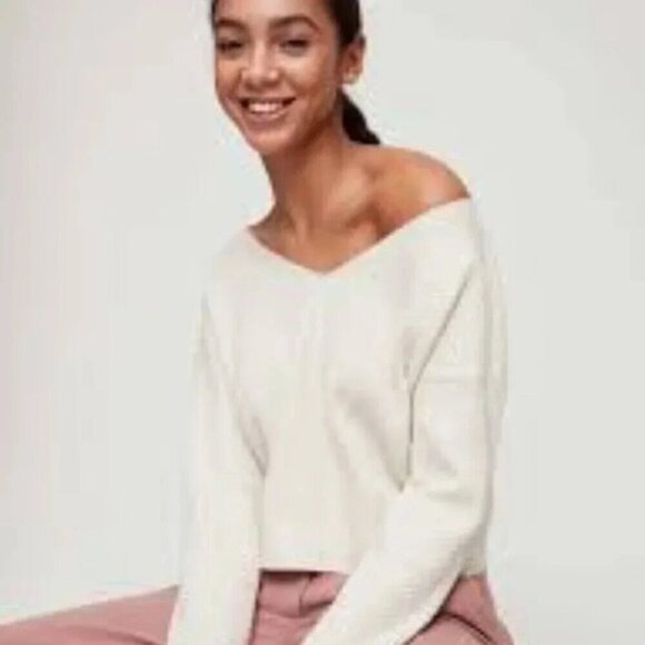 Babaton Lita Longsleeve Cropped V-neck Sweater S - Picture 3 of 9